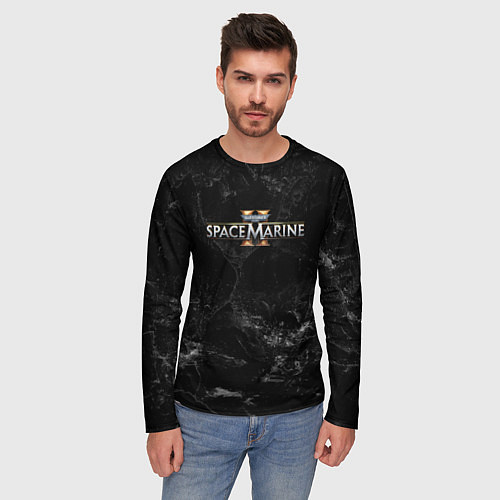 Мужской лонгслив Warhammer 40000 space marine 2 black logo / 3D-принт – фото 3