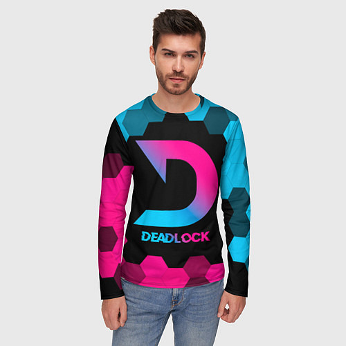 Мужской лонгслив Deadlock - neon gradient / 3D-принт – фото 3