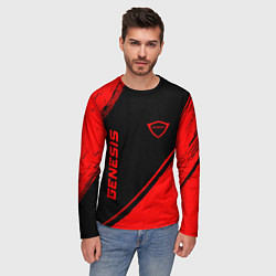 Лонгслив мужской Genesis - red gradient вертикально, цвет: 3D-принт — фото 2