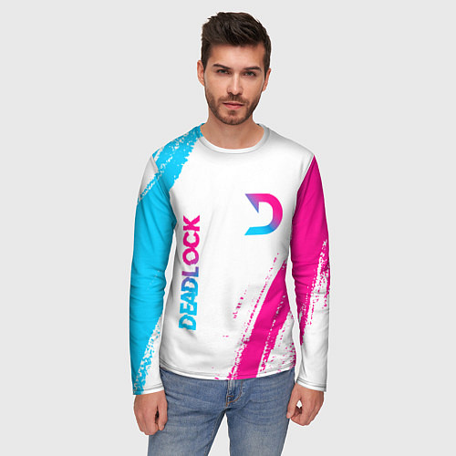 Мужской лонгслив Deadlock neon gradient style вертикально / 3D-принт – фото 3