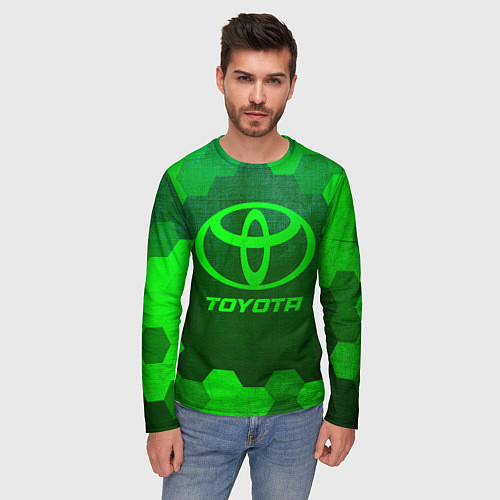 Мужской лонгслив Toyota - green gradient / 3D-принт – фото 3