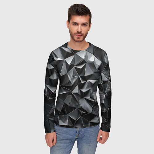 Мужской лонгслив Изношенная геометрия / 3D-принт – фото 3