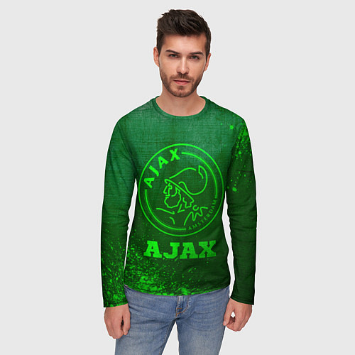 Мужской лонгслив Ajax - green gradient / 3D-принт – фото 3