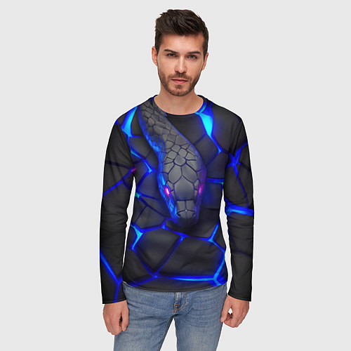 Мужской лонгслив Змея в стиле киберпанк / 3D-принт – фото 3