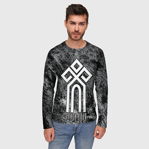 Мужской лонгслив Символ славян - славянский чур / 3D-принт – фото 3