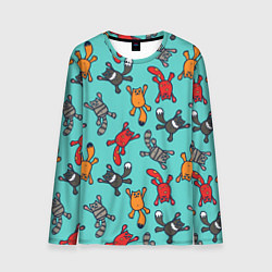 Лонгслив мужской Цветные котики паттерн, цвет: 3D-принт