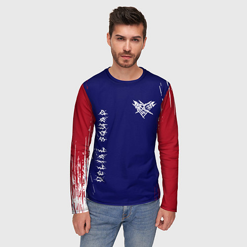 Мужской лонгслив Velial squad - red abstract / 3D-принт – фото 3