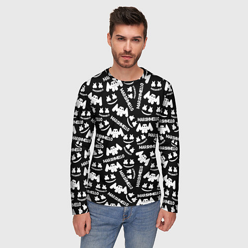 Мужской лонгслив Marshmello pattern music / 3D-принт – фото 3