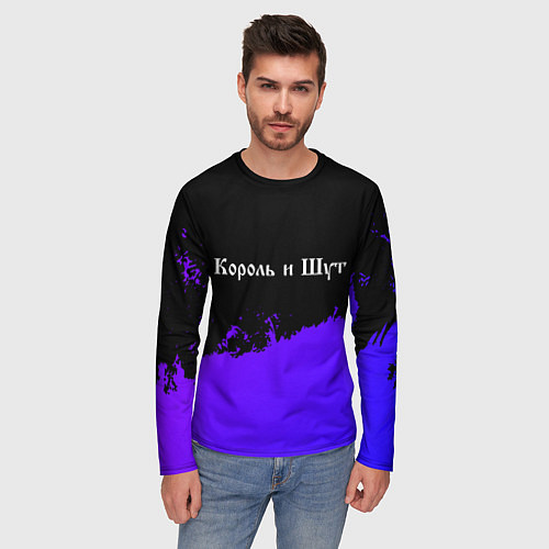 Мужской лонгслив Король и Шут purple grunge / 3D-принт – фото 3