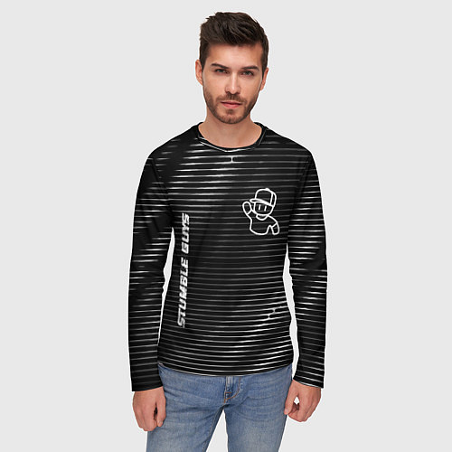 Мужской лонгслив Stumble Guys metal game lines / 3D-принт – фото 3