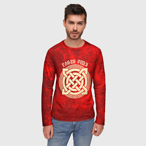 Мужской лонгслив Слава роду - оберег символика / 3D-принт – фото 3