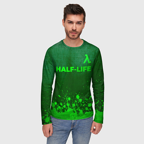 Мужской лонгслив Half-Life - green gradient посередине / 3D-принт – фото 3