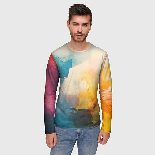 Мужской лонгслив Живопись мазками / 3D-принт – фото 3