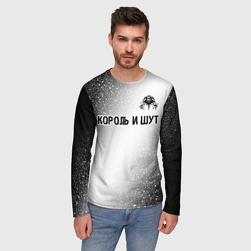 Мужской лонгслив Король и Шут glitch на светлом фоне посередине / 3D-принт – фото 3