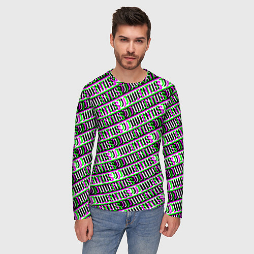 Мужской лонгслив Juventus glitch pattern / 3D-принт – фото 3