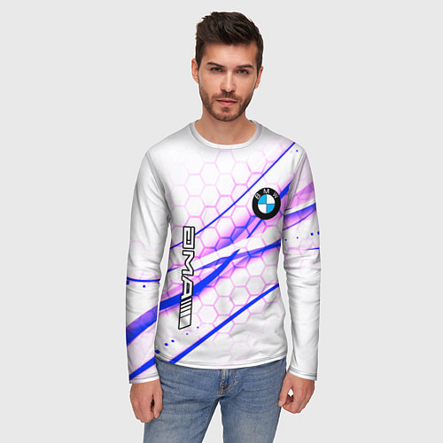 Мужской лонгслив BMW спортивный стиль / 3D-принт – фото 3