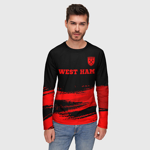 Мужской лонгслив West Ham - red gradient посередине / 3D-принт – фото 3
