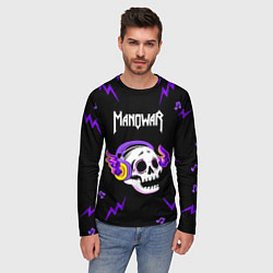 Лонгслив мужской Manowar неоновый череп, цвет: 3D-принт — фото 2