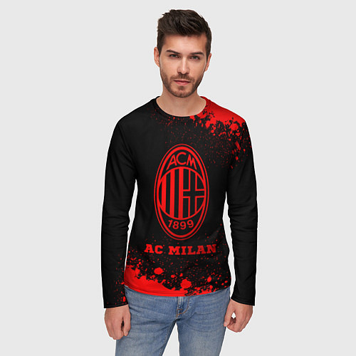 Мужской лонгслив AC Milan - red gradient / 3D-принт – фото 3