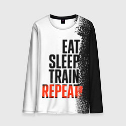 Лонгслив мужской Eat sleep train repeat, цвет: 3D-принт