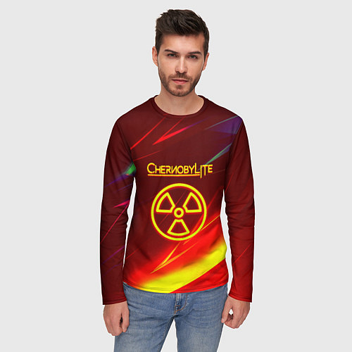 Мужской лонгслив Чернобыль лайт стрипсы / 3D-принт – фото 3