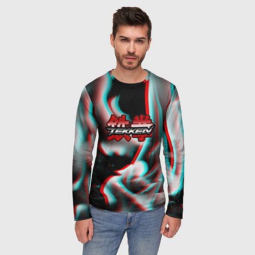 Мужской лонгслив Tekken fire glitch / 3D-принт – фото 3