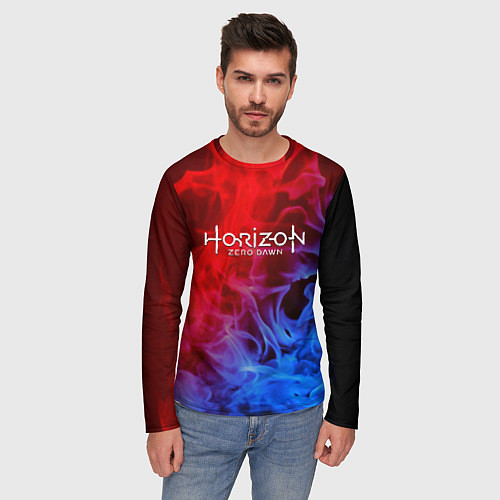Мужской лонгслив Horizon zero dawn fire gradient / 3D-принт – фото 3