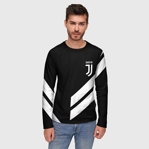 Мужской лонгслив Juventus line white / 3D-принт – фото 3