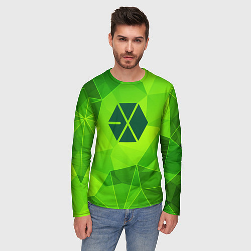 Мужской лонгслив Exo green poly / 3D-принт – фото 3