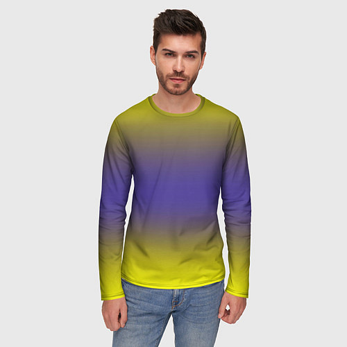 Мужской лонгслив Градиент жёлто серый / 3D-принт – фото 3