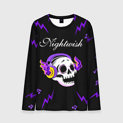 Лонгслив мужской Nightwish неоновый череп, цвет: 3D-принт