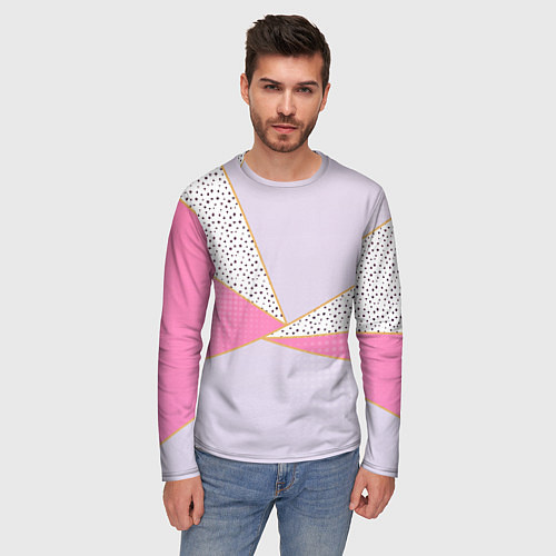 Мужской лонгслив Геометрическая абстракция с треугольниками и пятни / 3D-принт – фото 3
