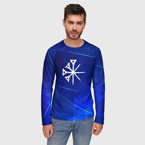 Мужской лонгслив Nightwish blue poly / 3D-принт – фото 3