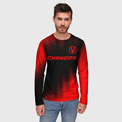 Лонгслив мужской Changan - red gradient посередине, цвет: 3D-принт — фото 2