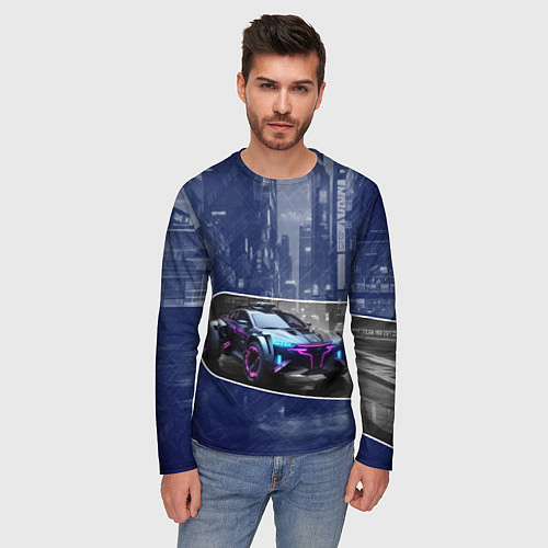 Мужской лонгслив Футуристичный автомобиль / 3D-принт – фото 3