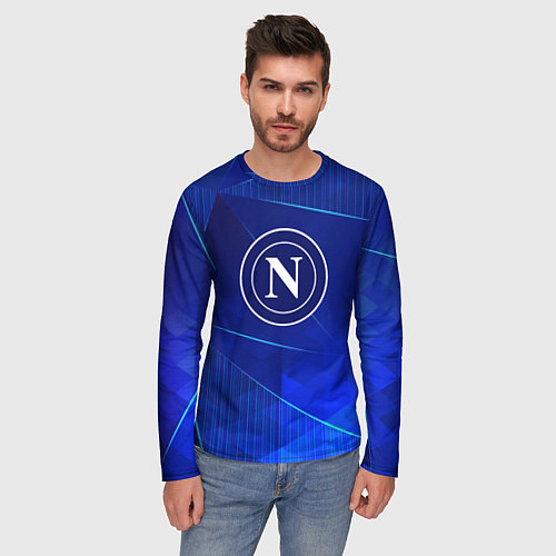 Мужской лонгслив Napoli blue poly / 3D-принт – фото 3