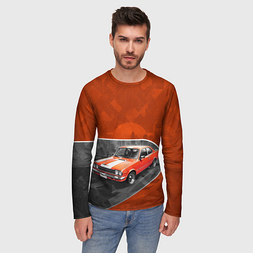 Мужской лонгслив Оранжевый ретроавтомобиль / 3D-принт – фото 3