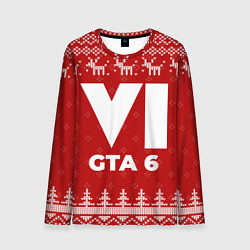 Лонгслив мужской Новогодний GTA 6 с оленями, цвет: 3D-принт