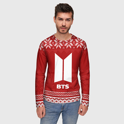 Мужской лонгслив Новогодний BTS / 3D-принт – фото 3