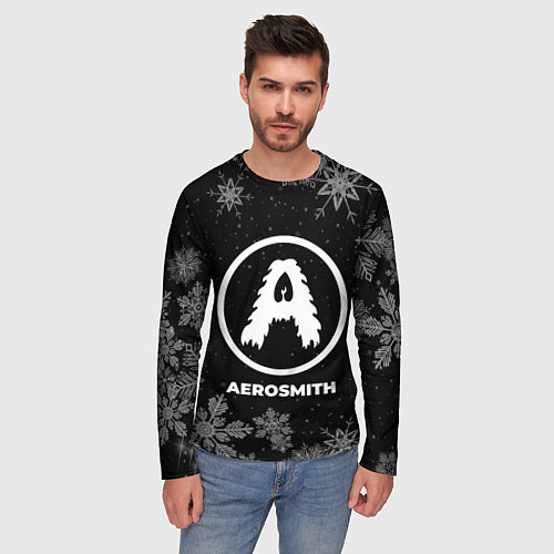 Мужской лонгслив Снежный Aerosmith / 3D-принт – фото 3