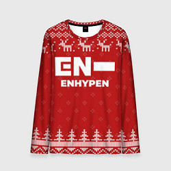 Лонгслив мужской Новогодний Enhypen с оленями, цвет: 3D-принт