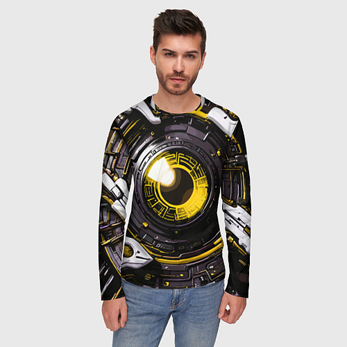 Мужской лонгслив Жёлтая сфера киберпанк / 3D-принт – фото 3