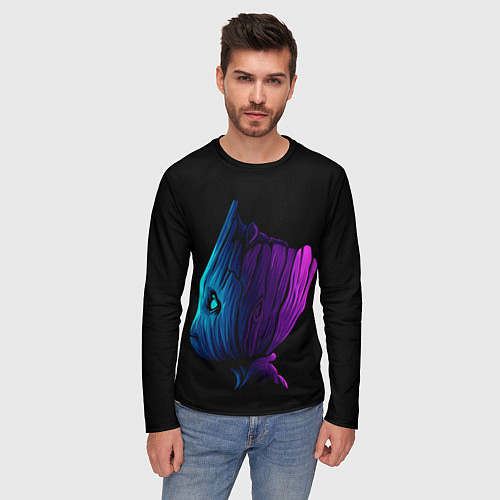 Мужской лонгслив Neon Groot / 3D-принт – фото 3