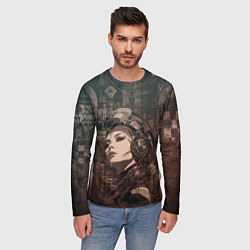 Лонгслив мужской Волевая девушка-андроид, цвет: 3D-принт — фото 2