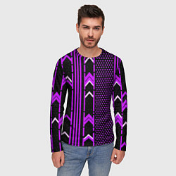 Лонгслив мужской Фиолетовые обои на чёрном фоне, цвет: 3D-принт — фото 2