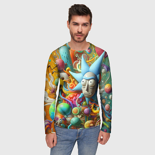 Мужской лонгслив Рик Санчес - абстракция / 3D-принт – фото 3