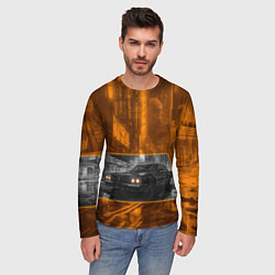 Лонгслив мужской Авто с оранжевыми фарами, цвет: 3D-принт — фото 2