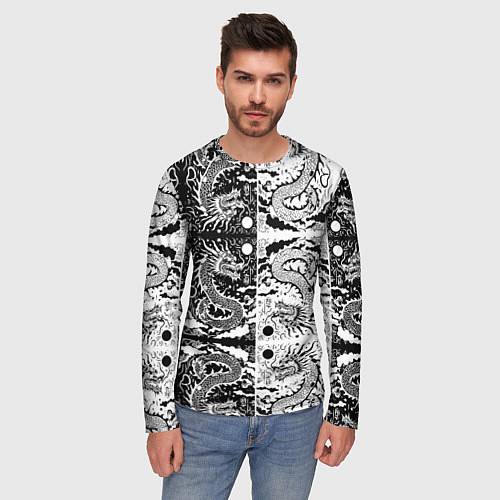 Мужской лонгслив Драконы инь и янь с узорами / 3D-принт – фото 3