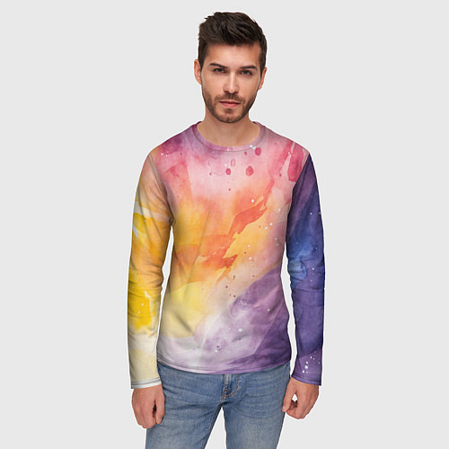 Мужской лонгслив Краски акварели / 3D-принт – фото 3