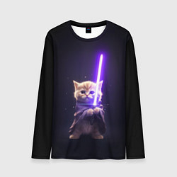 Лонгслив мужской Котик джедай, цвет: 3D-принт